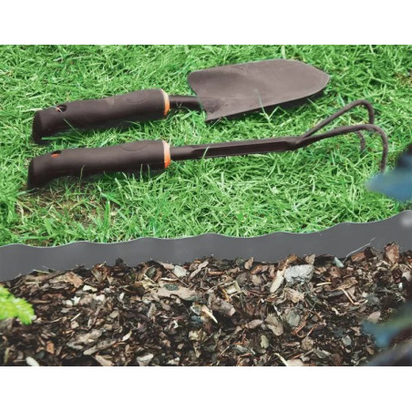 Bordura de gazon gri 10 cm x 9 m PE