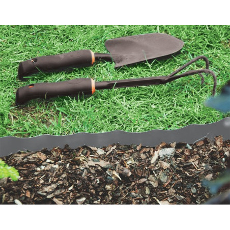 Bordura de gazon gri 20 cm x 9 m PE