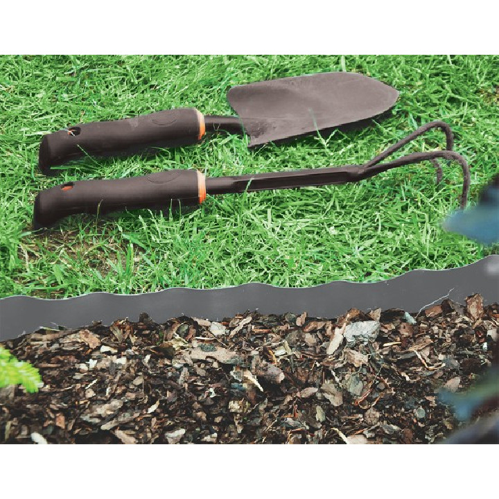 Bordura de gazon gri 20 cm x 9 m PE
