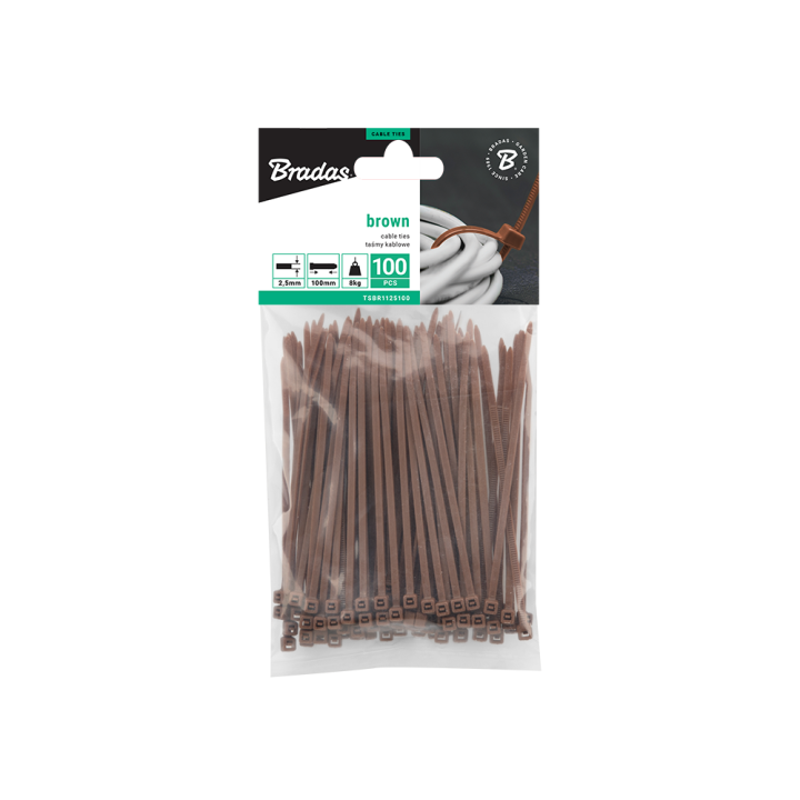Colier plastic Bradas pentru plase de umbrire (maro) 15 cm 100 buc/pachet