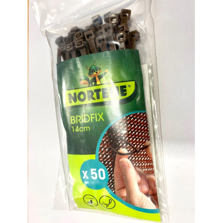 Colier plastic Bridfix pentru plase de umbrire (maro) 14 cm 50 buc/pachet - Nortene