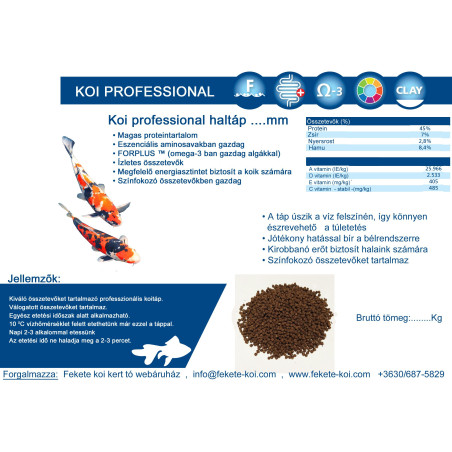 Professional  hrana cu proteine pentru Crapi Koi 6mm (12Kg)