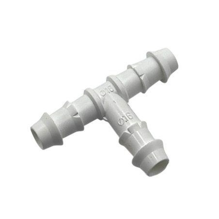 Fiting T cu nervuri 16mm (alb)