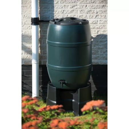 Colector de apă de ploaie 210l negru-verde, plastic, 97x57cm - öntözéswebáruház.hu