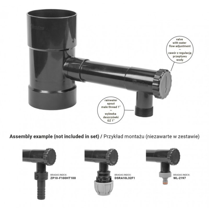 Colector de apă de ploaie BRADAS 100mm-grafit