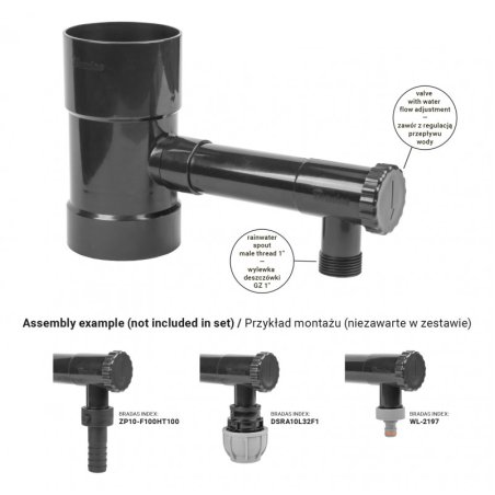 Colector de apă pluvială BRADAS 90mm-grafit