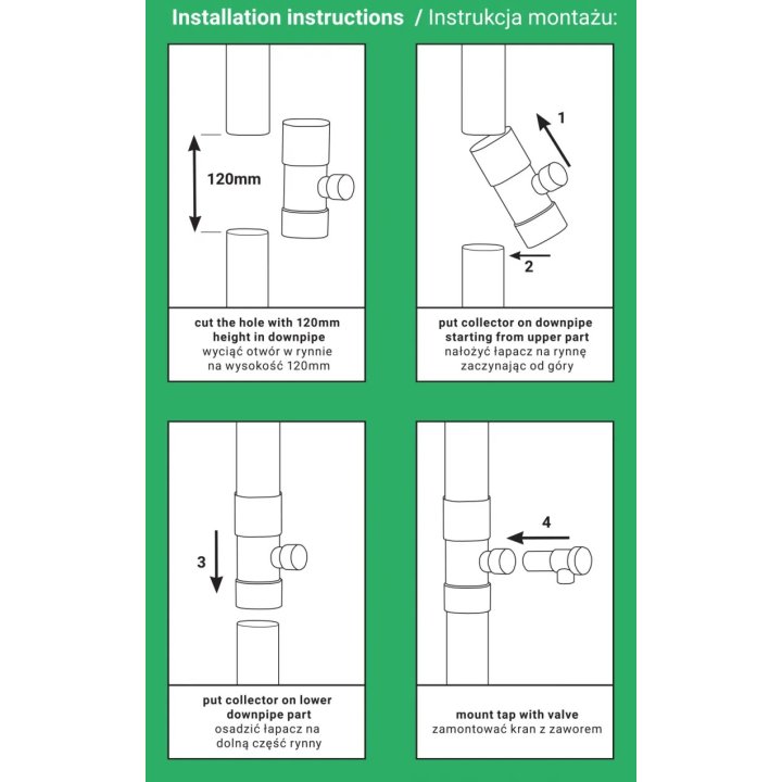 Colector de apă de ploaie BRADAS 90mm-bronz