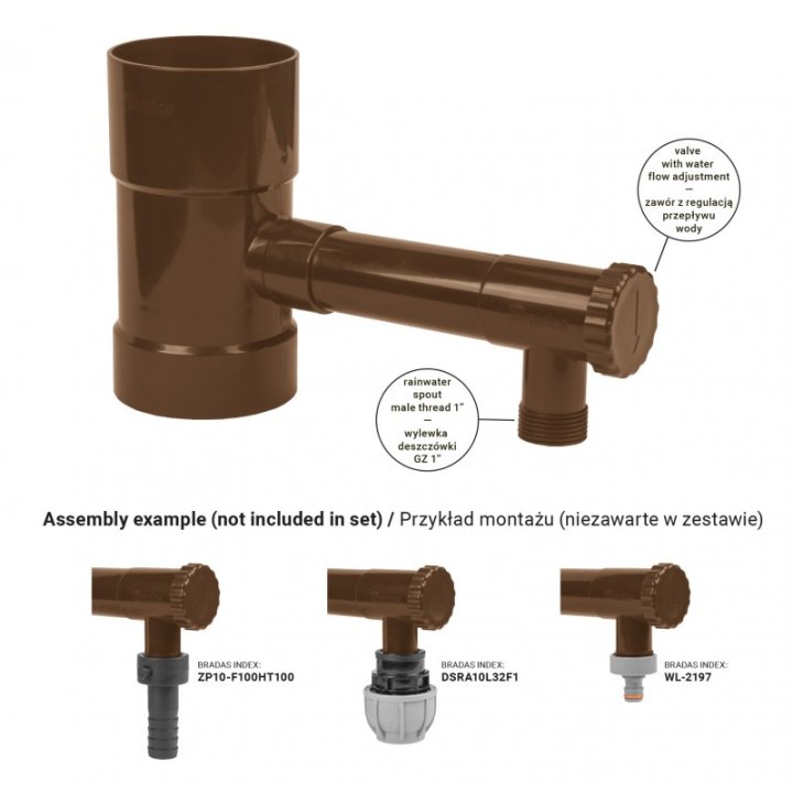 Colector de apă de ploaie BRADAS 100mm-bronz