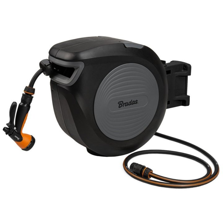 Suport automat pentru furtun Black Line 20m 1/2" cu furtun și accesorii