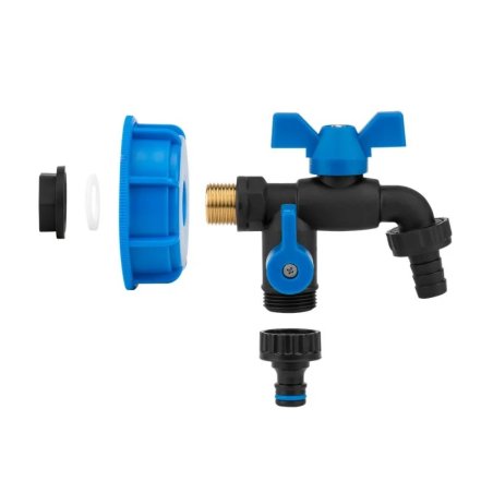 Set conector IBC Black Raven cu robinet metalic