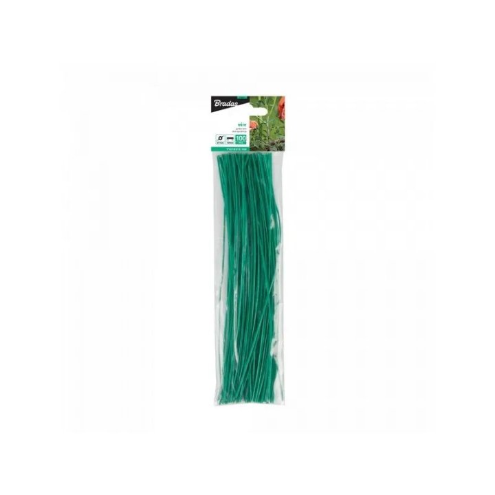 Sârmă de legat verde, plată, cu înveliș de plastic 15cm 100buc/pachet