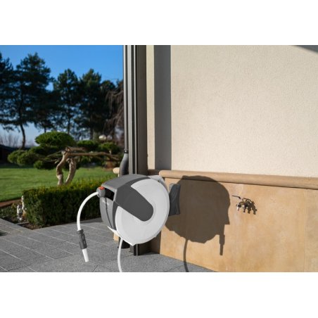 Suport automat de furtun White Line 35m cu furtun 1/2" și accesorii