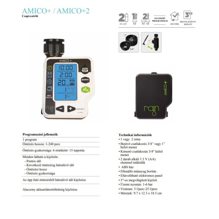 Controler RAIN AMICO+ cu 2 zone, montabil pe robinet