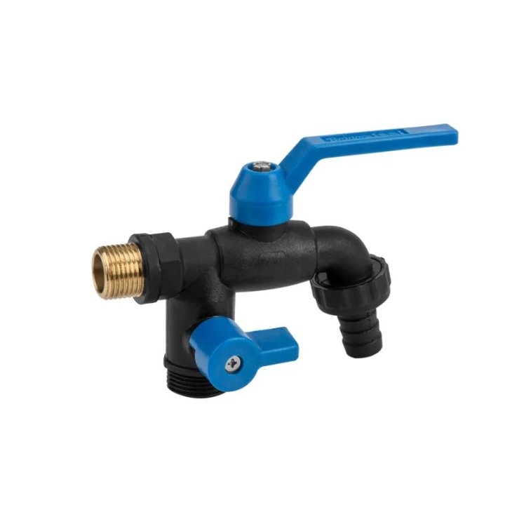 Robinet de grădină din plastic cu ieșire dublă Black Raven FE 1/2"