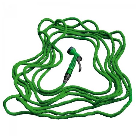 Set furtun de grădină flexibil, elastic, extensibil, anti-torsiune TRICK HOSE 5m-15 m + 7f 4bar verde