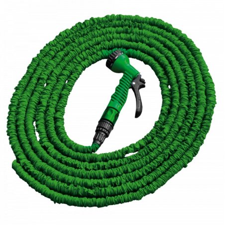 TRICK HOSE set furtun de stropit flexibil, elastic, extensibil, anti-răsucire 7m-22 m + 7f 4bar verde