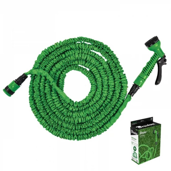 TRICK HOSE set furtun de grădină flexibil, elastic, extensibil, anti-răsucire 15m-45 m + 7f 4bar verde