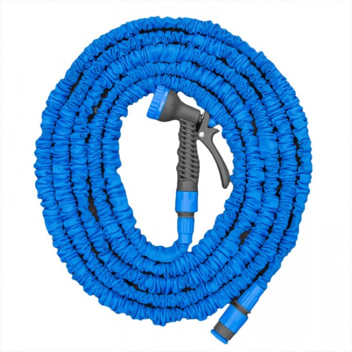 Set furtun de grădină TRICK HOSE flexibil, elastic, extensibil, anti-răsucire 7,5m-22 m + 7f 4bar albastru