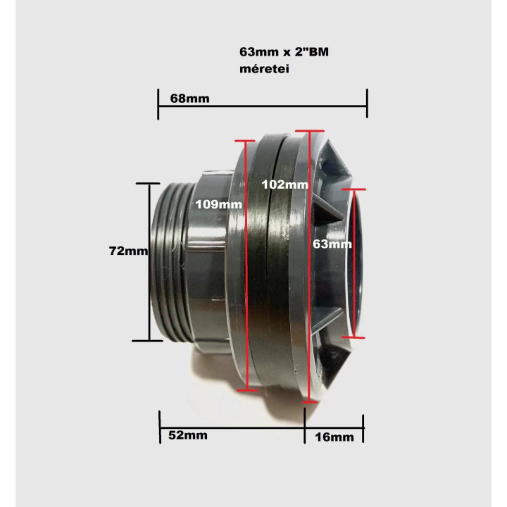PVC rezervor de asamblare  63mm x 2"