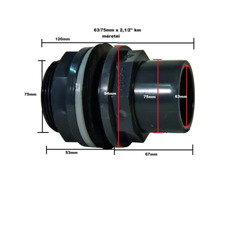 Carcasa filtru prelungit 63/75mm x 2,1/2" FE