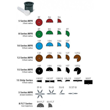 Rain Bird MPR 12Q fix diuza R3,7 m, 90 grad (maro)