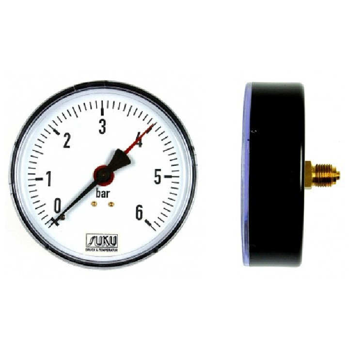 MANOMETRU HIDROFOR 50mm,1/4”, 0-6bar (axial)