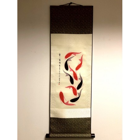 Rola de pânză tablou cu multe pești roșii 90x30cm  - fish-farm.ro