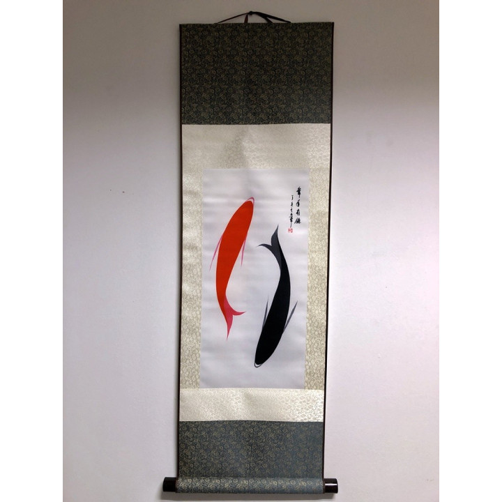 Rola de pânză tablou cu doi pești 90x30cm - fish-farm.ro