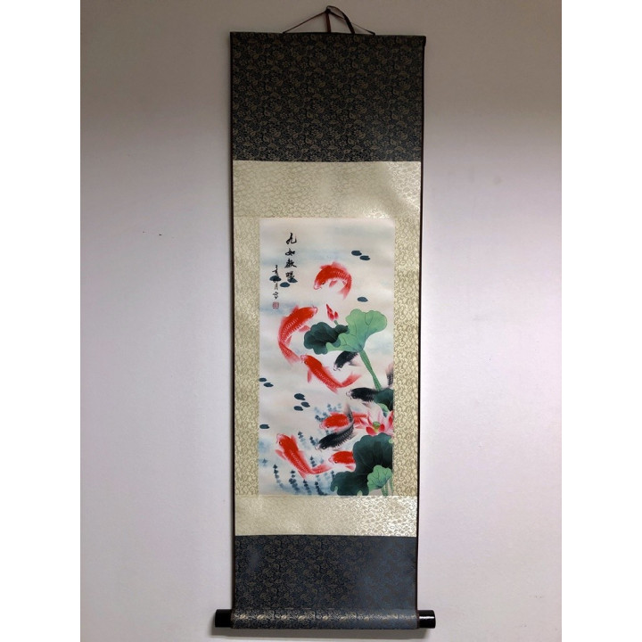 Rola de pânză tablou Lotus și pește 90x30cm - fish-farm.ro