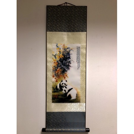 Rola de pânză tablou cu doi panda 90x30cm - fish-farm.ro