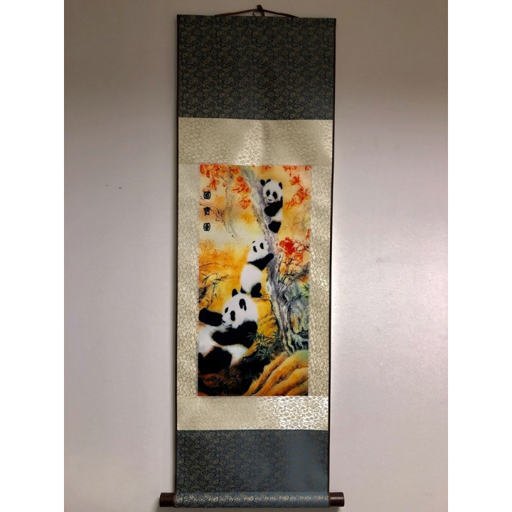 Rola de pânză tablou Trei panda 90x30cm - fish-farm.ro