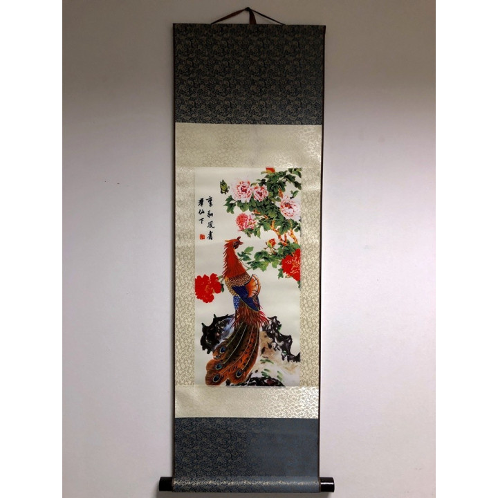 Rola de pânză tablou cu păun 90x30cm - fish-farm.ro