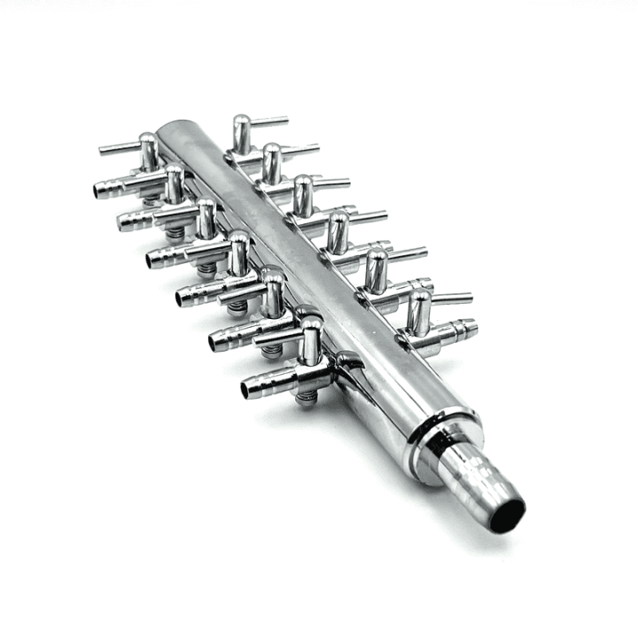 Distribuitor aer metalic cu 12 iesiri 4/6mm (8/10mm furtun)