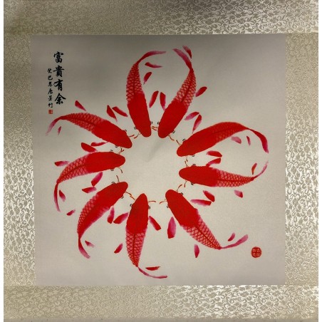 Rola de pânză tablou cu pești în cerc 45x45cm  - fish-farm.ro