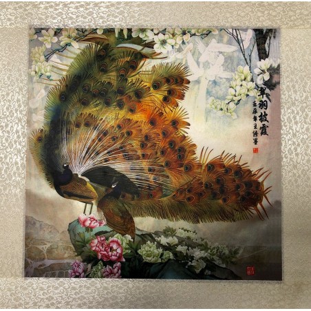 Rola de pânză tablou cu paun 45x45cm - fish-farm.ro