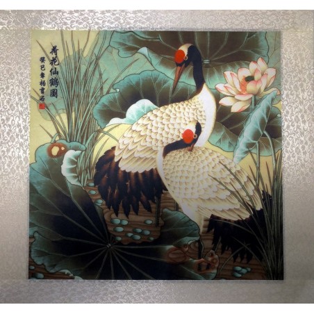 Rola de pânză tablou cu pasari macara 45x45cm - fish-farm.ro