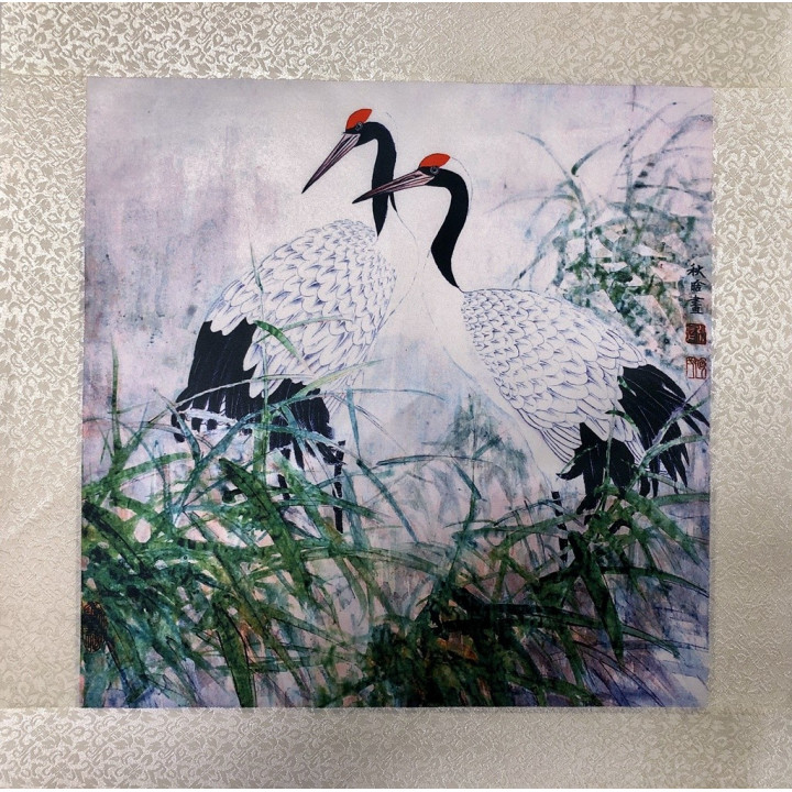 Rola de pânză tablou cu pasari macara 45x45cm - fish-farm.ro