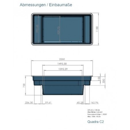 Bazin prefabricat de plastic QUADRA C2 1500 L