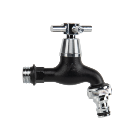 Robinet de grădină cromat-negru 1/2" KM - 3/4" KM cu racord rapid 1/2R (GKK0T3434BK)