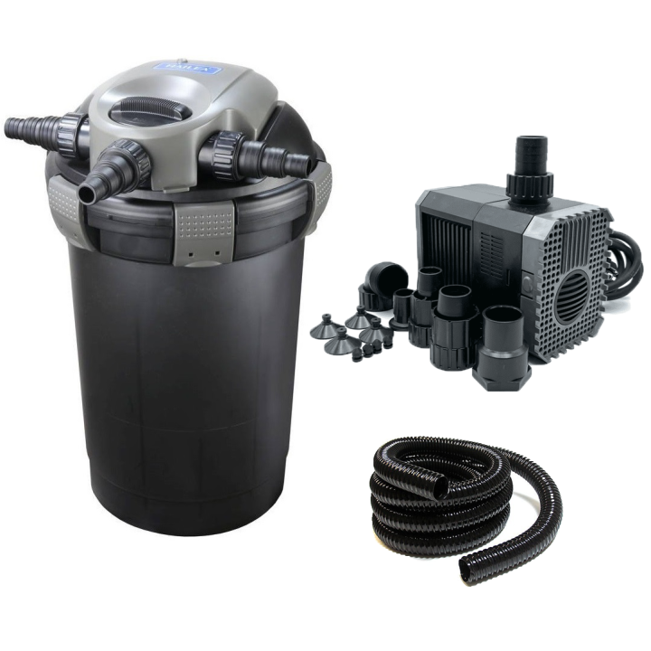 Set filtrare iaz subpresiune Hailea QF 10 (8000) cu lampa UVC 7W Set 1